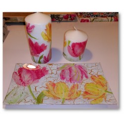 conjunto bandeja velas tulipanes